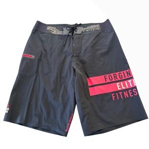 Reebok CrossFit Shorts Men's 30 Black Red Forging Elite Fitness Athletic
